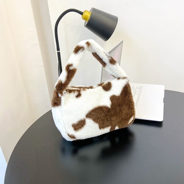 1PC Women Girls Fluffy Shoulder Bag Top-handle Bag Female Autumn Winter Handbag Plush Tote Fashion Shopping Bag - Image 3