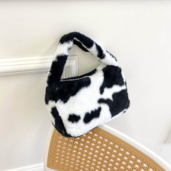 1PC Women Girls Fluffy Shoulder Bag Top-handle Bag Female Autumn Winter Handbag Plush Tote Fashion Shopping Bag - Image 4
