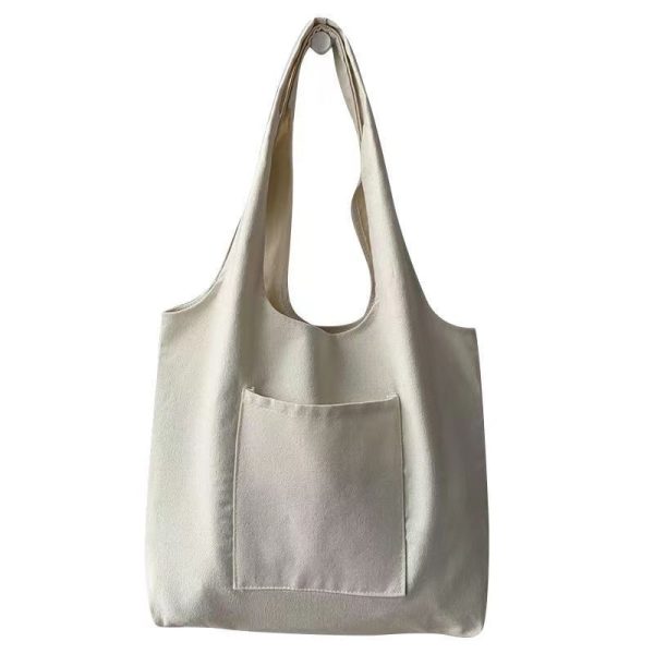 2022 Shopping Bag Women Bag Pure Color Series Beige Reusable Harajuku Commuter Simple Large Capacity Fashion Tote Bag - Image 5