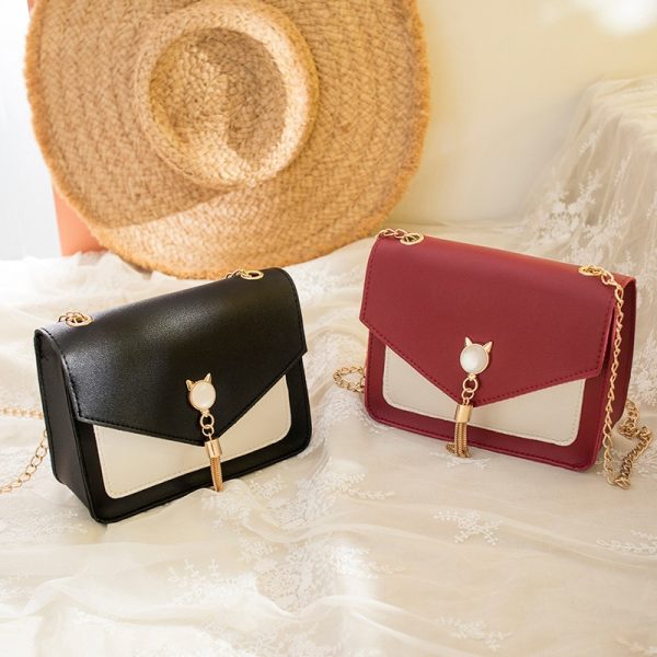 Bags for Women Luxury Designer Cover Tassel Chain Shoulder Small Square Bag Messenger Crossbody Bag Pearl Cat Bolsa Feminina - Image 4