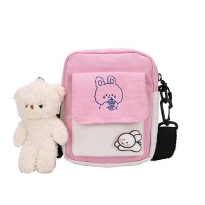 Canvas Shoulder Women's Bag Small Korean Fashion Messenger Crossbody Bag for Girl Students Cotton Cloth Female Handbags Bolsas