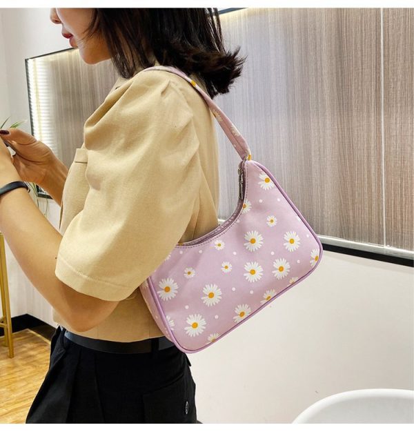 Cute Daisy Flower Print Clutch Purse Women Classic Shoulder Bag Lightweight Handbag with Zipper Closure 2022 Designer Bag - Image 3