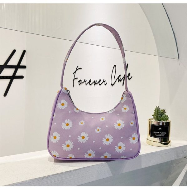 Cute Daisy Flower Print Clutch Purse Women Classic Shoulder Bag Lightweight Handbag with Zipper Closure 2022 Designer Bag - Image 5