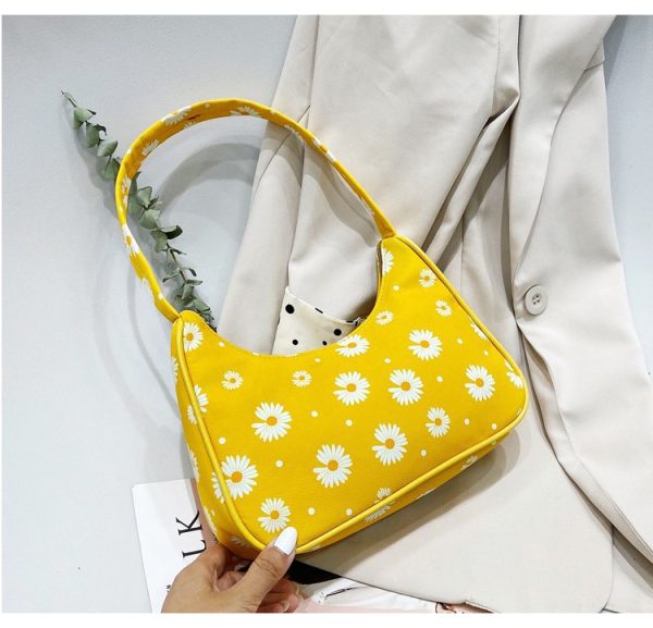 Cute Daisy Flower Print Clutch Purse Women Classic Shoulder Bag Lightweight Handbag with Zipper Closure 2022 Designer Bag - Image 6
