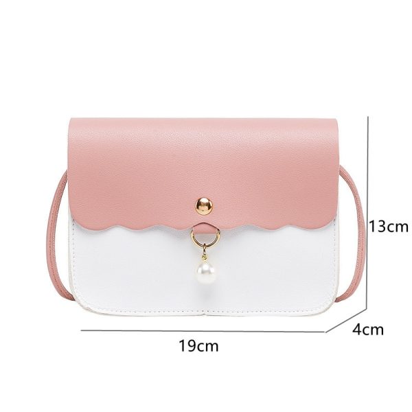 Fashion Simply PU Leather Crossbody Bag for Women Solid Color Shoulder Messenger Bag Lady Pendant Pearl Travel Small Handbag - Image 6