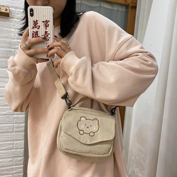Hot Women Canvas Zipper Bag Preppy Style Student Tote Shoulder Messenger Bag Small Corduroy Bag Satchel Travel Purse Handbag - Image 2