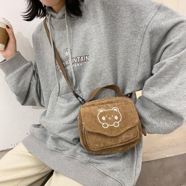 Hot Women Canvas Zipper Bag Preppy Style Student Tote Shoulder Messenger Bag Small Corduroy Bag Satchel Travel Purse Handbag - Image 4