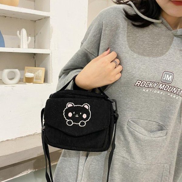 Hot Women Canvas Zipper Bag Preppy Style Student Tote Shoulder Messenger Bag Small Corduroy Bag Satchel Travel Purse Handbag - Image 5