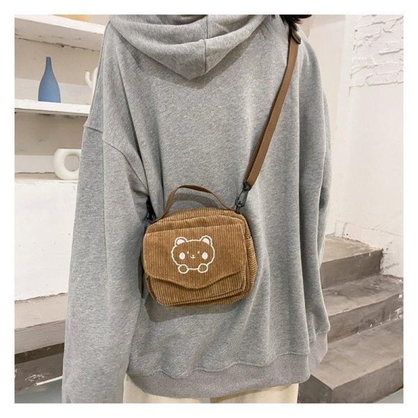 Hot Women Canvas Zipper Bag Preppy Style Student Tote Shoulder Messenger Bag Small Corduroy Bag Satchel Travel Purse Handbag - Image 6