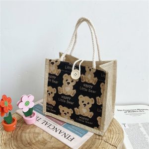 Japanese Cartoon Bear Bag Cute and Light Student Lunch Box Bag Large Capacity Storage Lunch Box Shoulder Bag