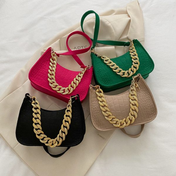 Luxury Brand Leather Handbags Metal Chain Shoulder Bag Women Office Party Handbag Elegant Ladies Fashion Diamond Clutch Bags NEW - Image 2