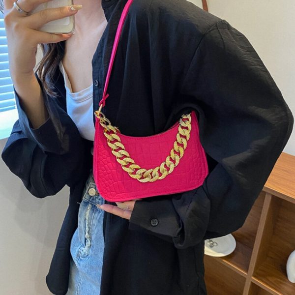 Luxury Brand Leather Handbags Metal Chain Shoulder Bag Women Office Party Handbag Elegant Ladies Fashion Diamond Clutch Bags NEW - Image 5