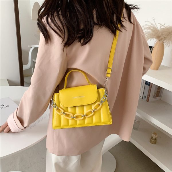 Messenger Bag 2022 New Handbag Fashion Simple Fashion Design PU Leather Shoulder Bag Female Chain Imitation Embroidery Thread - Image 3