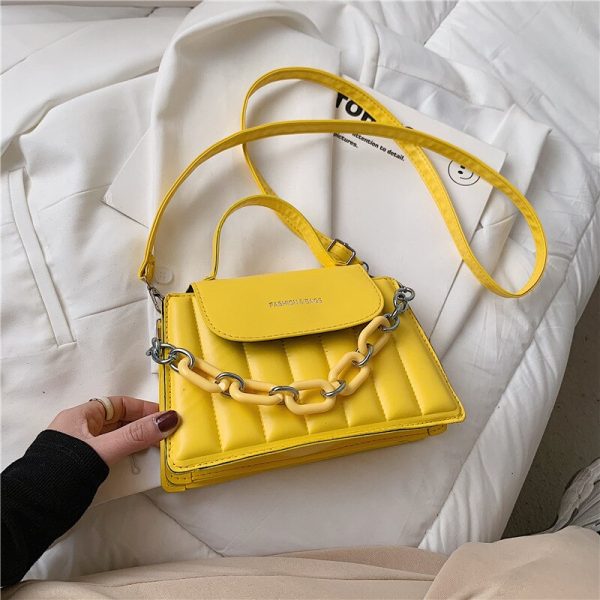 Messenger Bag 2022 New Handbag Fashion Simple Fashion Design PU Leather Shoulder Bag Female Chain Imitation Embroidery Thread - Image 6