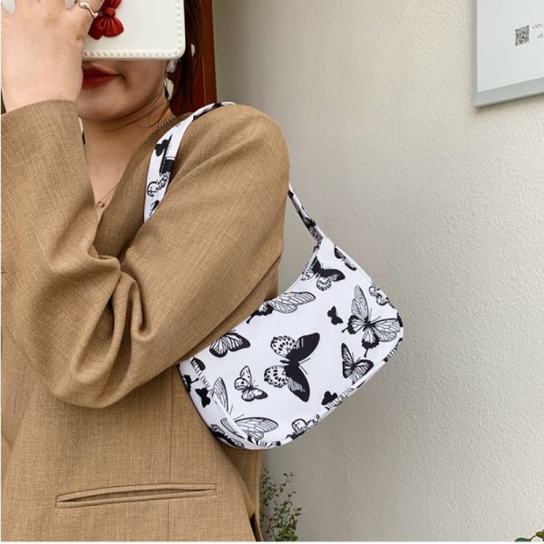 New Fashion Animal Pattern Print Women Shoulder Bag Casual Nylon Butterfly Leopard Zebra Cow Print Women Handbag Underarm Bags - Image 6