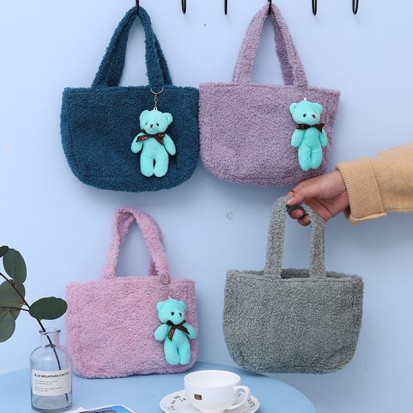 Plush Insulation Bag Korean Version Autumn and Winter New Fashion Plush Portable Small Square Bag Thermal Bag Lunch Box