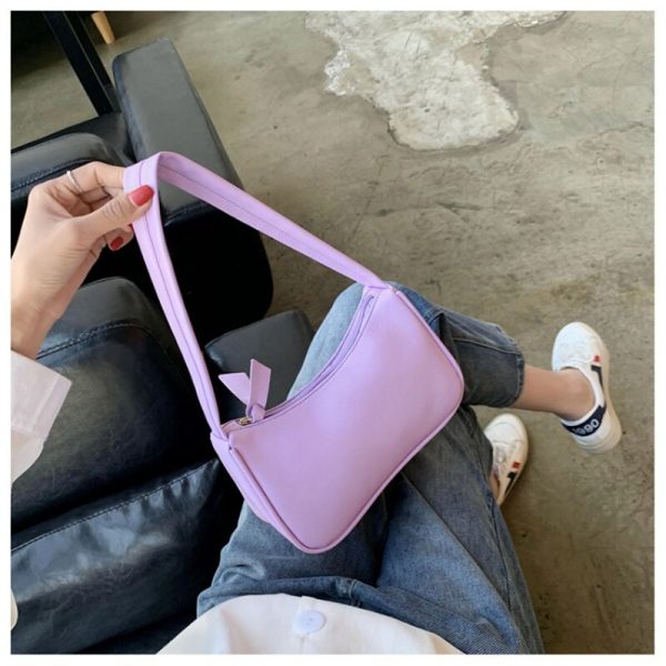 Retro Solid Color Totes Bags 2022 New Women's Fashion Handbags PU Leather Shoulder Underarm Bag Casual Women Shoulder Bag - Image 2