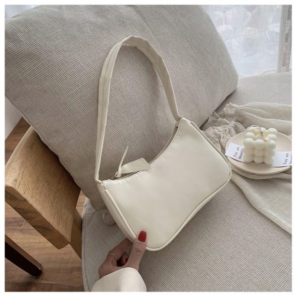 Retro Solid Color Totes Bags 2022 New Women's Fashion Handbags PU Leather Shoulder Underarm Bag Casual Women Shoulder Bag - Image 3