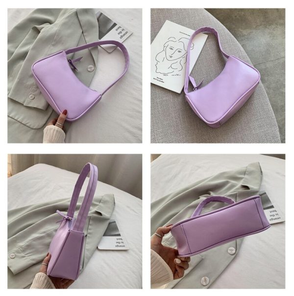 Retro Solid Color Totes Bags 2022 New Women's Fashion Handbags PU Leather Shoulder Underarm Bag Casual Women Shoulder Bag - Image 4