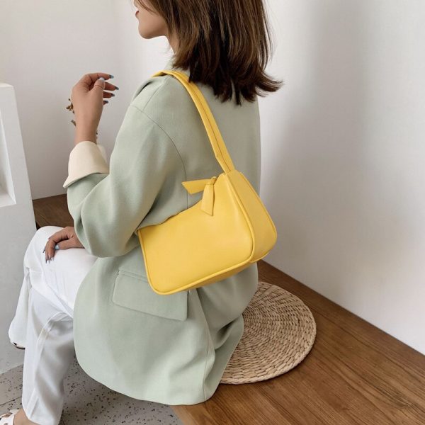 Retro Solid Color Totes Bags 2022 New Women's Fashion Handbags PU Leather Shoulder Underarm Bag Casual Women Shoulder Bag - Image 5
