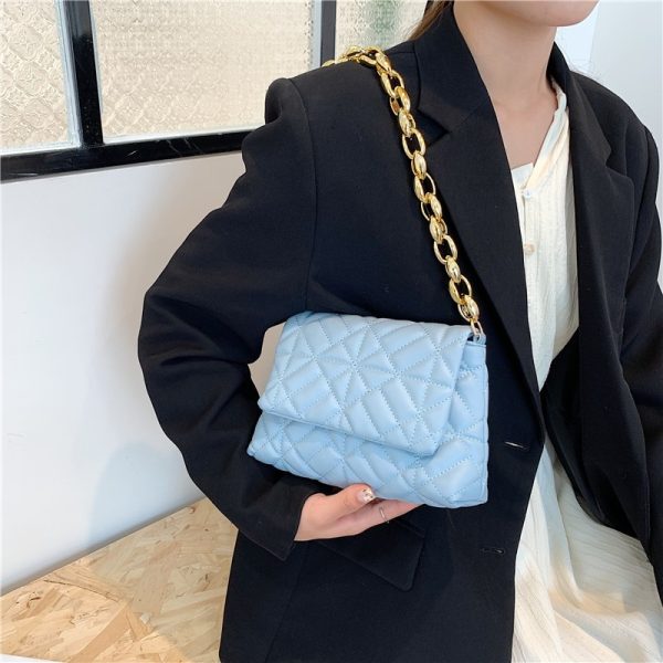 Rhombus Chain Small Women's Bag New Fashion Trendy Texture Single Shoulder Bag Simple Western Style Messenger Small Square Bag - Image 4