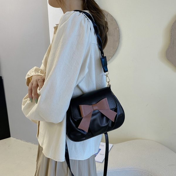 Shoulder Bag for Women Bow Solid Color Small Bag Women's Retro Fashion Pleated Casual Fashion Twist Shoulder Strap Diagonal Bag - Image 4
