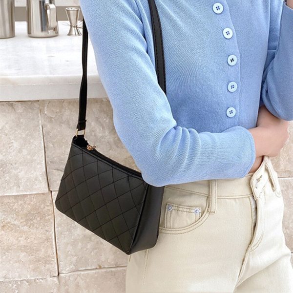 Solid Color Small Bags for Women 2022 Hot Sale Women's PU Leather Shoulder Bag Simple Handbags and Purses Female Travel Totes - Image 3