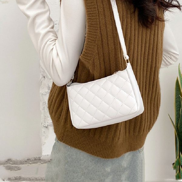 Solid Color Small Bags for Women 2022 Hot Sale Women's PU Leather Shoulder Bag Simple Handbags and Purses Female Travel Totes - Image 4