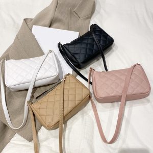 Solid Color Small Bags for Women 2022 Hot Sale Women's PU Leather Shoulder Bag Simple Handbags and Purses Female Travel Totes