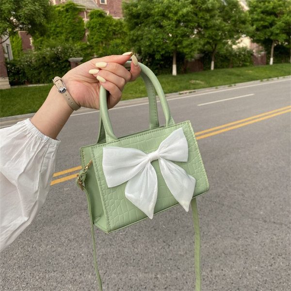 Summer Small Bag Women's Bow Handbag 2022 New Fashion Fashion Trend Simple One-shoulder Messenger Women's Bag 18*8.5*13cm - Image 2