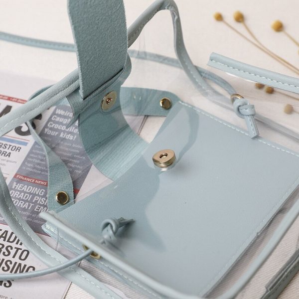 Summer and Autumn Transparent Jelly Small Square Bag 2022 New Product Korean Style Personality Big Pin Buckle Messenger Bag - Image 4