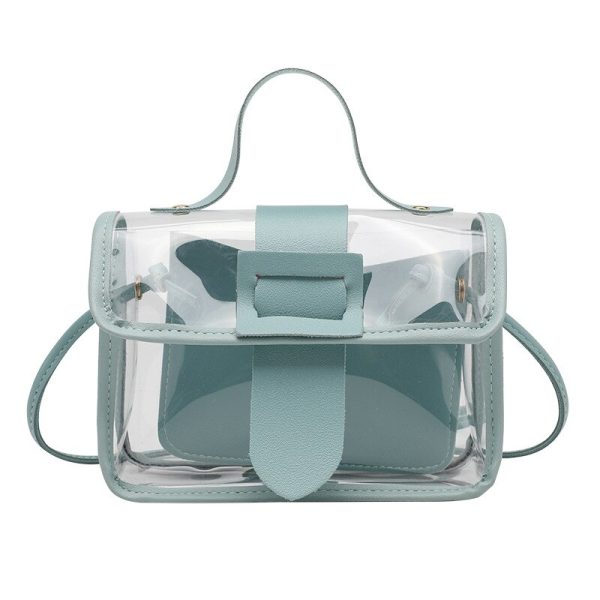 Summer and Autumn Transparent Jelly Small Square Bag 2022 New Product Korean Style Personality Big Pin Buckle Messenger Bag - Image 5