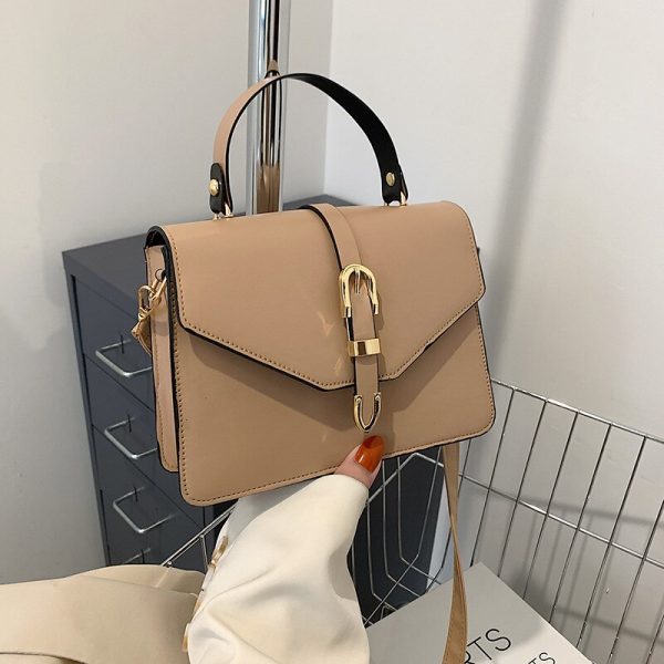 Temperament Small Bag Women's Crossbody Bag New Fashion Hand-held Messenger Bag Solid Color Retro One-shoulder Small Square Bag - Image 2