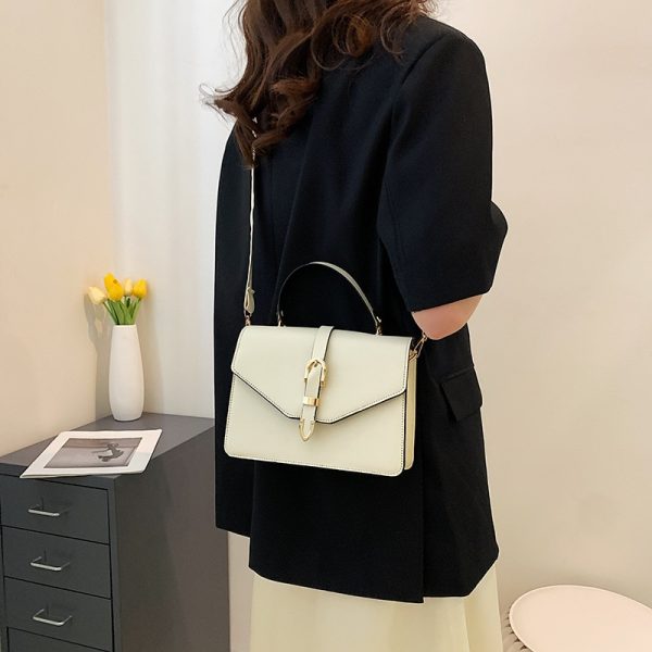 Temperament Small Bag Women's Crossbody Bag New Fashion Hand-held Messenger Bag Solid Color Retro One-shoulder Small Square Bag - Image 4