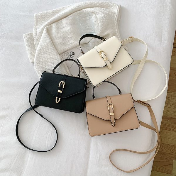 Temperament Small Bag Women's Crossbody Bag New Fashion Hand-held Messenger Bag Solid Color Retro One-shoulder Small Square Bag - Image 5