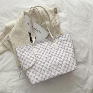 Textured Women's Tote Bag 2022 Early Autumn New Shoulder Bag Korean Fashion Letter Big Bag Simple Trend Shoulder Bag