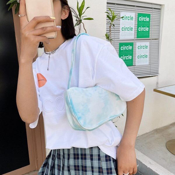 Tie-dye Bag Women's 2022 New Trend Fashion Casual Simple Street Hip-hop Simple Shoulder Messenger Bag Underarm Nylon Bag - Image 3