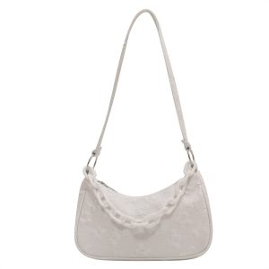 Vintage Flower Printing Shoulder Underarm Bags for Women Fashion Casual Chain Small Top-Handle Handbags Ladies Shoulder Bags