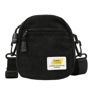Women Little Corduroy Cloth Shoulder Bag Small Canvas Messenger Bag for Key Phone Pink Crossbody Bags Cute Zipper Purse for Girl