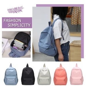 Women Nylon Zipper Backpack Preppy Style Students Solid Color School Knapsacks Girls Large Capacaity Rucksacks Backpack Women