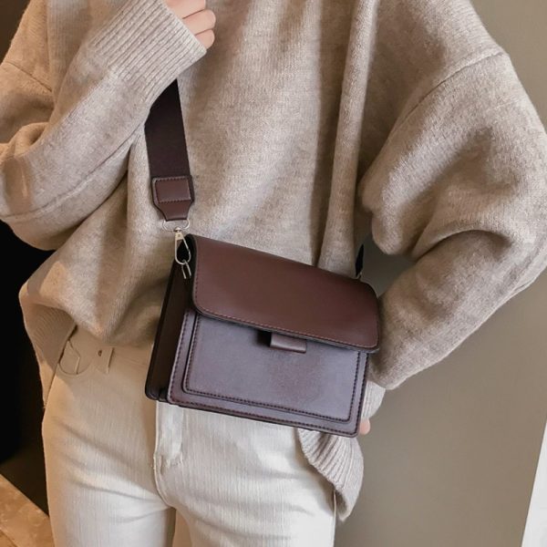 Women's Crossbody Bag New Small Square Bag Trendy Fashion Casual Simple Wide Shoulder Strap Retro One Shoulder Messenger Bag - Image 2