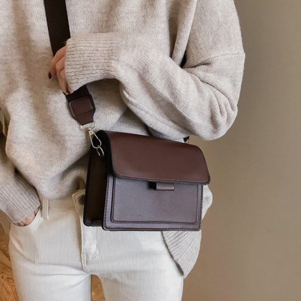 Women's Crossbody Bag New Small Square Bag Trendy Fashion Casual Simple Wide Shoulder Strap Retro One Shoulder Messenger Bag - Image 3