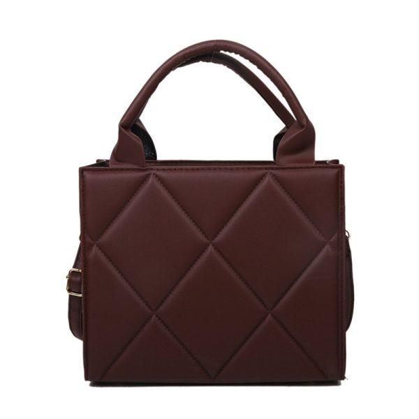 Women's Crossbody Bag Solid Color Bag New Winter Diamond Candy Color Portable Shoulder Messenger Bag Simple Small Square Bag - Image 2
