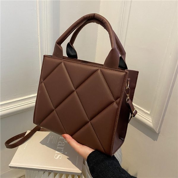 Women's Crossbody Bag Solid Color Bag New Winter Diamond Candy Color Portable Shoulder Messenger Bag Simple Small Square Bag - Image 3