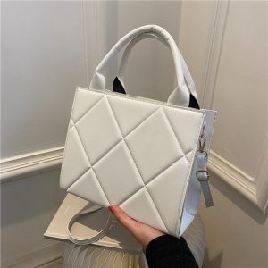 Women's Crossbody Bag Solid Color Bag New Winter Diamond Candy Color Portable Shoulder Messenger Bag Simple Small Square Bag