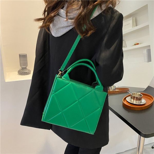 Women's Crossbody Bag Solid Color Bag New Winter Diamond Candy Color Portable Shoulder Messenger Bag Simple Small Square Bag - Image 5