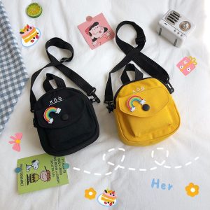 Women's Handbag Cute Small Bag Fashionable and Versatile Canvas Messenger Bag Korean Casual One Shoulder Small Square Bag