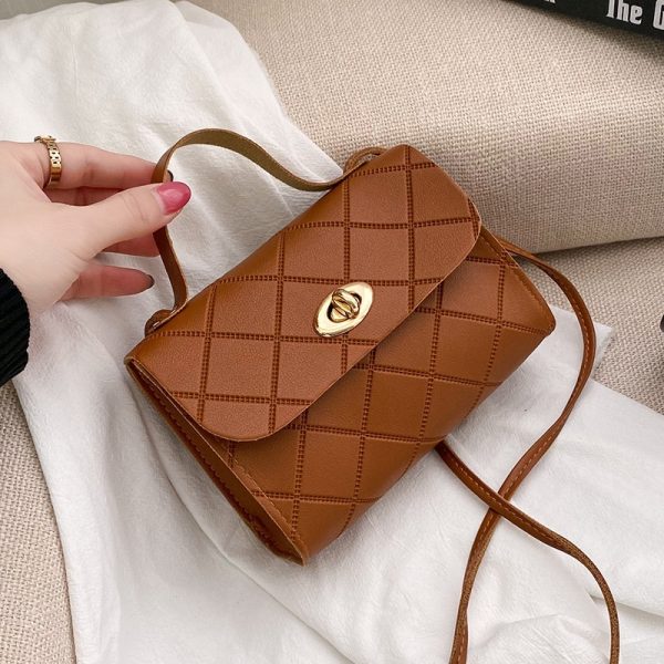 Women's Handbag New Rhombus Embroidery Thread Fashion Messenger Small Square Bag Fashion Casual Simple Bags for Women - Image 3