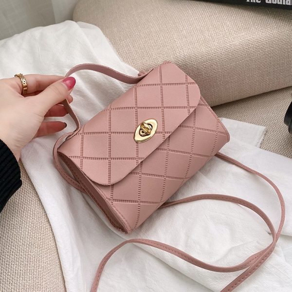 Women's Handbag New Rhombus Embroidery Thread Fashion Messenger Small Square Bag Fashion Casual Simple Bags for Women - Image 4
