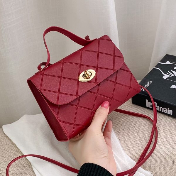 Women's Handbag New Rhombus Embroidery Thread Fashion Messenger Small Square Bag Fashion Casual Simple Bags for Women - Image 5